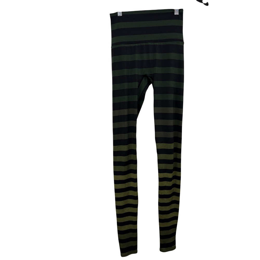K-DEER Leggings Womens Small Black Green Signature Stripe Maranda High Waisted